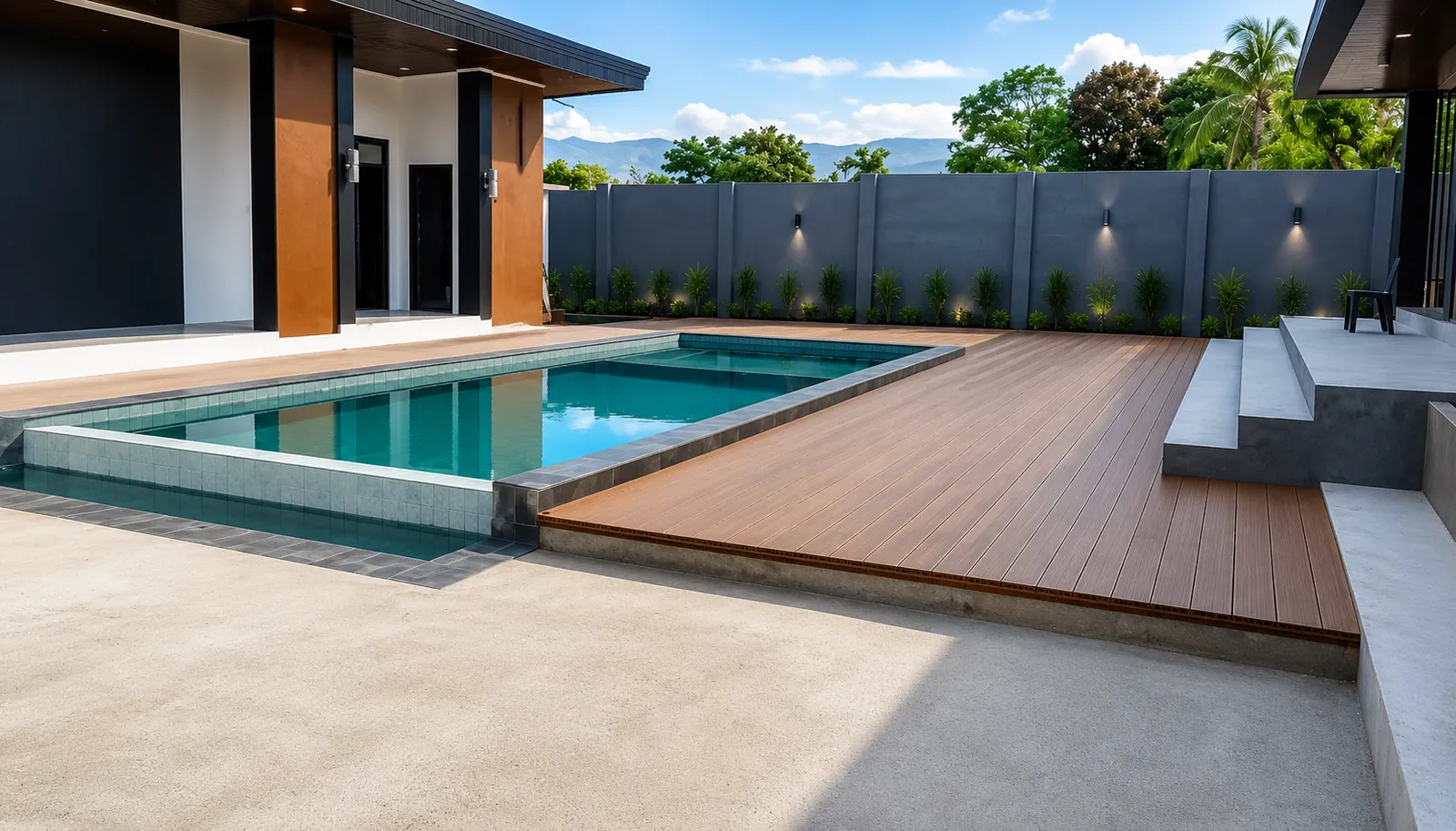 40 sqm heated swimming pool with heater and kiddie pool